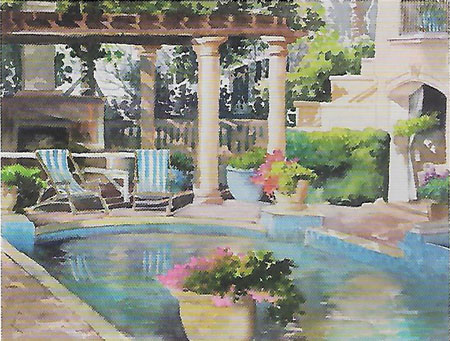 Watermark of Backyard with Pool