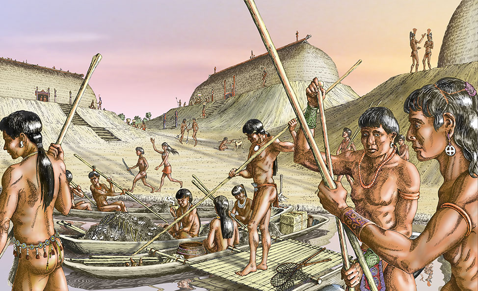 illustration of Calusa hunter-gatherers