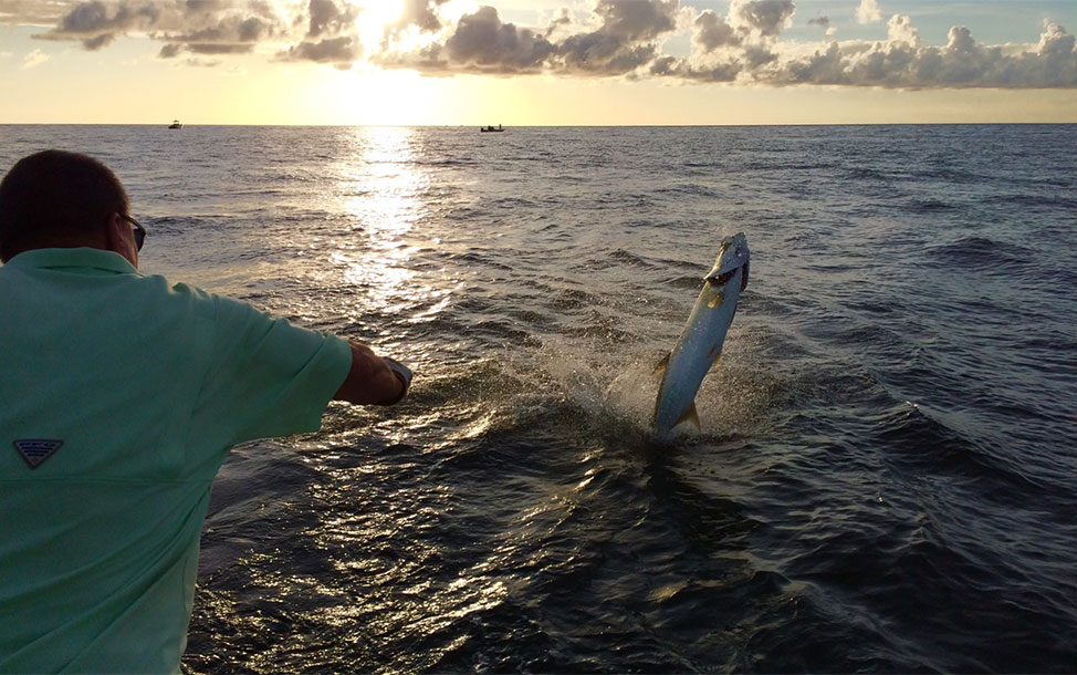 Mark Futch tarpon fishing at sunset