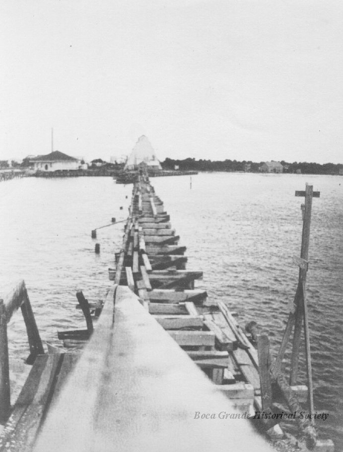 Damage to the phosphate dock after the 1921 hurricane