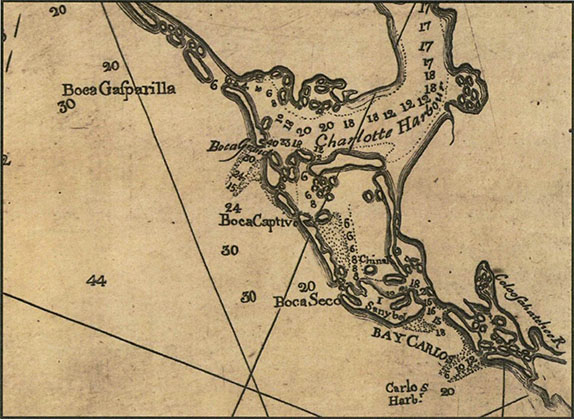 Historical Map of Boca Gasparilla and Boca Captive