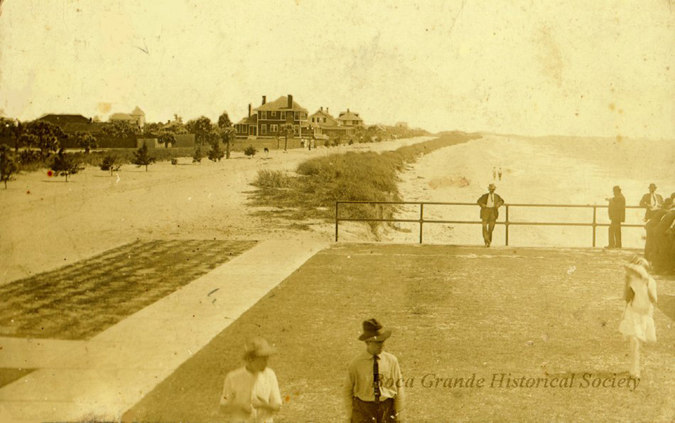 sepia photograph from Boca Grande showing the beachfront in the late 1910's